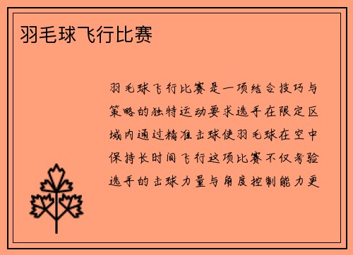 羽毛球飞行比赛