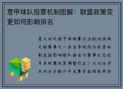 意甲球队投票机制图解：联盟政策变更如何影响排名